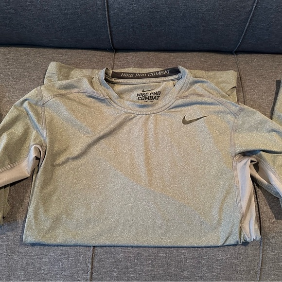 Nike Other - Nike Pro Combat Gray Youth Long Sleeve Shirt